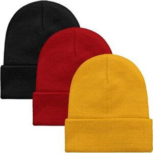 3 Pack Unisex Winter Skull Cap Beanies Knitted Cuff Hats for Men Women